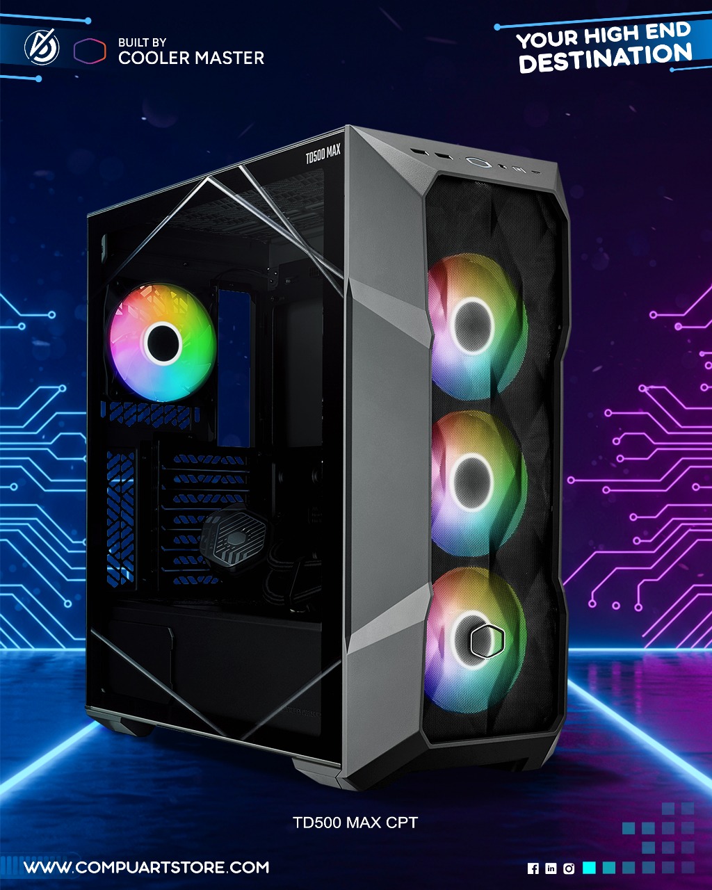 Cooler Master TD500 MAX Mid-Tower Case with Pre-Installed 850W PSU & MasterLiquid 360 AIO